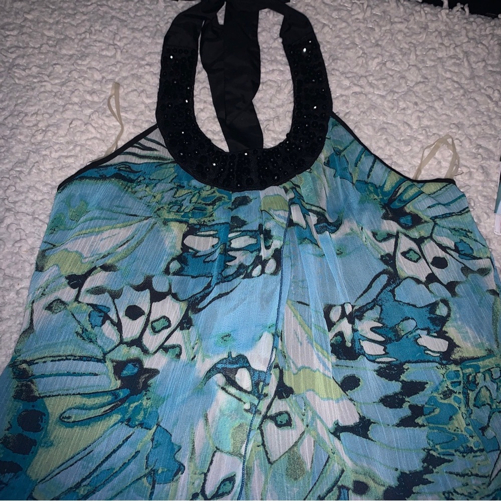 Maurices Black and Blue Patterned Top